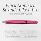 2-Pack Slant Tip Stainless Steel Tweezers for Eyebrows - Professional Precision Tweezing for Facial Hair
