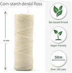 Vegan Dental Floss | Refillable Tooth Floss | Candelilla Wax | Plastic Free Dental Tape | Zero Waste Floss | Stainless Steel Dispenser | Eco Floss | Mint | 55 Yards | Bambaw