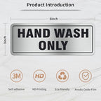 Hand Wash Only Sign, 4 Pack 8x3Inch Self-Adhesive Aluminum Signs for Business Office Home(Silver)