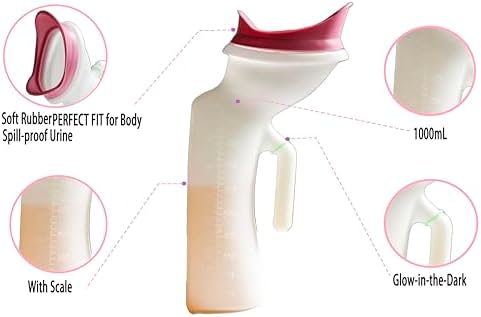 Female Urinal 1000ml/33oz for Women, Urine Bottle for Elderly Pee in Bed, Pee Bottle for Urine Collection in Hospital or Camping，Reusable Chamber Pot