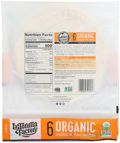 La Tortilla Factory, Tortilla Traditional Organic, 6 Count, 7.62 Ounce