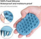 2pcs Shampoo Brush Hair Scalp Massager,100% Silicone Scalp Scrubber,Scalp Exfoliator for Stress Relax Hair Growth(Blue+Orange)