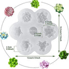 7 Pcs Succulent Fondant Molds 3D Silicone Cactus Succulents Leaves Moulds Succulent Plants Resin Molds Grow Plant Cupcake Cookie Baking Decorating Moulds for Summer Birthday Party DIY Candy, White