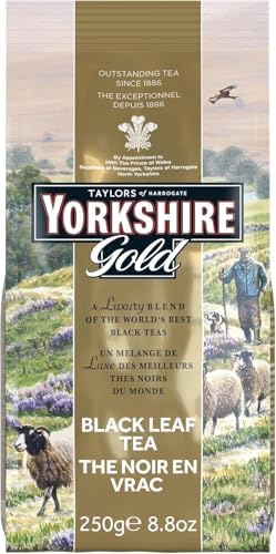 Yorkshire Tea, Gold, Loose Leaf Tea, Black Tea, 8.8 Ounce, Premium Blend, Rich, Smooth, and Satisfying, Classic British Breakfast Blend, Caffeinated, Enjoy Hot or Iced