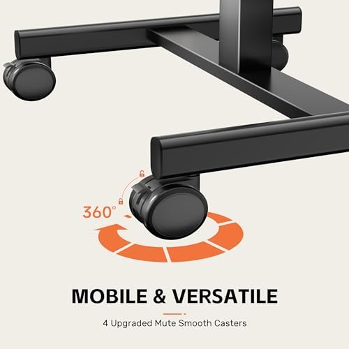 Mobile Standing Desk, Small Teacher Standing Rolling Desk, Portable Laptop Desk with Lockable Wheels, Computer Workstations, Adjustable Height, Black