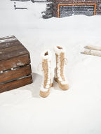 Knee High Winter Boots for Women Faux Fur Platform Snow Boots Lace Up Side Zipper Warm