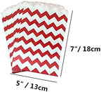50pcs White and Red Striped Paper Bags, 5 x 7 Inches Food Safe Party Favor Treat Bag for Sweets Candy Biscuits Chocolates Birthday Wedding Christmas Gifts