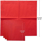 Red Beverage Napkins, 2-Ply Disposable Paper Napkins-Bar, Cocktail, Weddings, Birthday, EU Made, (300 Count)