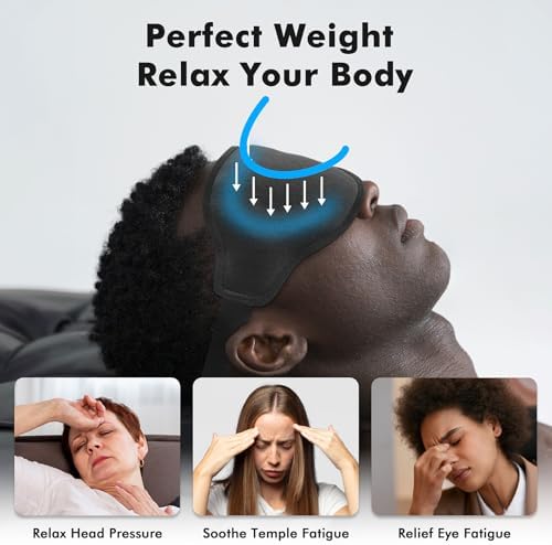 Weighted Eye Mask for Sleeping, 3D Contoured Sleep Mask Blackout with Adjustable Strap, Lash Extensions Sleep Mask for Travel, Migraine - Eye Cover Blindfold for Men Women (Black, 4.6oz)