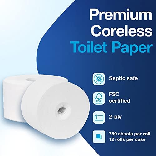 Tork Coreless High-Capacity Toilet Paper Roll White T7, Premium, 2-ply, 12 x 750 sheets, 472885