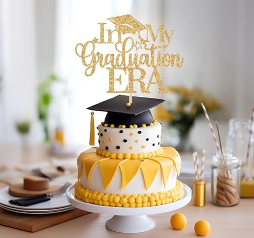 In My Graduation Era Cake Topper, Congrats Grad Class of 2026 Cake Topper, You Did It, We are So Proud of You, Funny Graduation Party Decorations, Gold Glitter