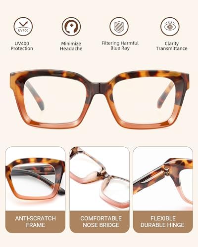 5 Pack Reading Glasses For Women,Blue Light Blocking Computer Reader Spring Hinge Eyeglasses