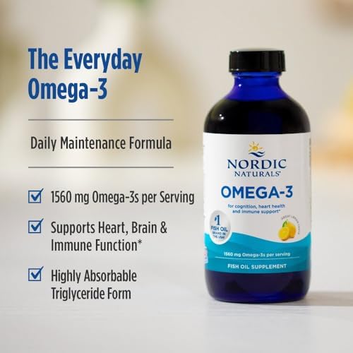 Nordic Naturals Omega-3, Lemon Flavor - 8 oz - 1560 mg Omega-3 - Fish Oil - EPA & DHA - Immune Support, Brain & Heart Health, Optimal Wellness - Non-GMO - 48 Servings