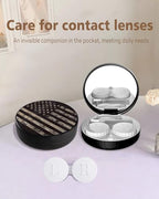 LRITER Contact Lens Case, Portable with Mirror, a Variety of Patterns and Shapes to Choose from, Auitable for Daily Makeup Office Travel Outdoor Use (American Flag)