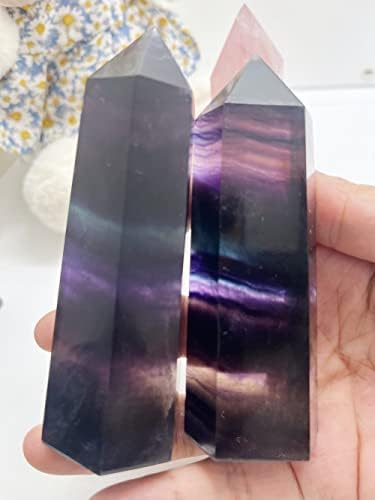 AITELEI Large Natural Healing Crystals Wands Stones, 3.9"-4.3" (10-11cm) 6 Faceted Single Point Crystal Prism Wand for Healing Meditation Reiki Chakra Therapy
