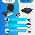 Wheelchair Cushion for Pressure Relief - (2-Piece Set) 18”x16” Anti-Slip Wheelchair Seat Cushions for Adults, Seniors with Lumbar Pillow and Removable Strap, Gel Cushion for Wheelchair