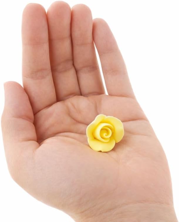 Global Sugar Art Rose Sugar Cake Flowers, Yellow, Unwired Very Small, 18 Count by Chef Alan Tetreault.