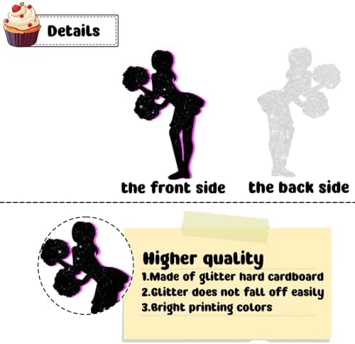 18 PCS Pink Silhouette Cheerleader Cupcake Toppers for Girls Women Lady Cheer Birthday Party Cake Decorations Gymnastics Themed Party Supplies