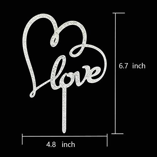 Mr & Mrs Wedding Cake Topper Glitter Silver Heart with love Wedding Cake Topper Funny Love Cake Decor For Bridal Shower Wdding Engagement Anniversary Party Decorations