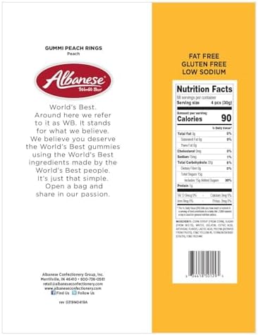 Albanese Candy, Gummi Peach Rings, 4.5-pound Bag
