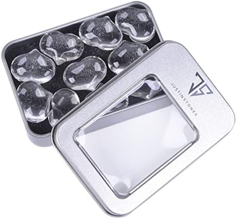 Natural Clear Quartz Gemstone Healing Crystal 1 inch Mini Puffy Heart Pocket Stone Iron Gift Box (Pack of 10)