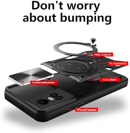 Compatible with Oppo Reno10 Pro 5G CPH2525 Cover,Compatible with Oppo Reno10 5G CPH2531 Car Mount Magnetic Stand Slide Lens 2 in 1 Case Black