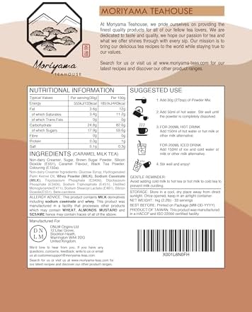 Caramel Bubble Milk Tea Instant 3in1 Powder Mix - 1kg (33 Drinks) | For Boba Tea, Milkshake, Blended Frappe and Bakery | Authentic Taiwan Recipe | 0 Trans Fat, No Preservatives by Moriyama Teahouse