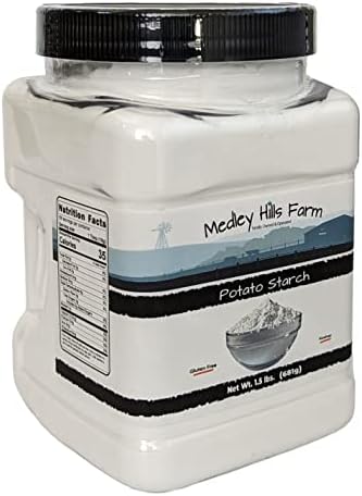 Potato starch gluten free by Medley hills farm 1.5 lbs. in Reusable Container - No Artificial Ingredients or Preservatives, Great for Thickening, Cooking and Baking - Gluten Free - Kosher