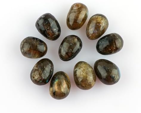 CRYSTALIS 10pcs Natural Labradorite Eggs 10mm+, Loose Gemstone, Wholesale Bulk Cabochons, Jewelry Making Supply, Chakra Healing Polished Stones, Wire Wrapping, DIY, Gem Collection