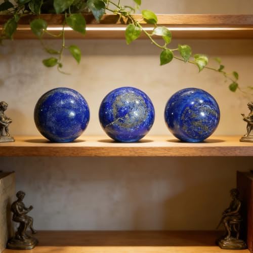 Natural Stone Crystal Sphere Feng Shui Home Decoration Ball Positive Energy Scrying Orb for Meditation Tool for Spiritual Space Purification Globe(Diameter6-7cm Lapis Lazuli Sphere)