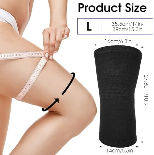 Bamboo Knee Sleeve, Elastic Compression Knee Brace Breathable Knee Pads Leg Sleeves Thicken Thermal Knee Braces Relieve Knee Pain Knee Sleeves for Men Women Ski Cycling Dance Running