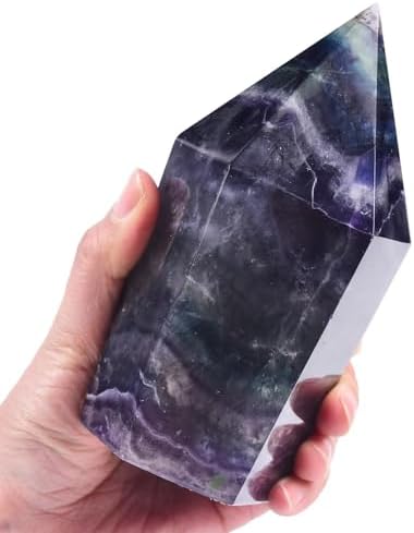 Colorful Fluorite Stone Tower Obelisk Large Healing Crystal Rock Point Wand Reiki Healing Meditation Stone 1.1-1.7 LBS