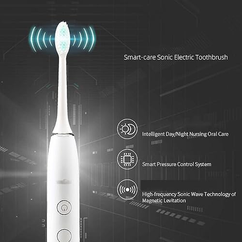 Sonic Electric Toothbrush,90-Day Life, 37,200 Vibrations/Minute, 5 Modes, 2-Minute Timer, 4 Replaceable Brush Heads, White/Black/Blue/Pink (Pink)