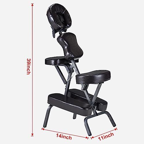 Master Massage Bedford Full Body Portable Massage Chair – Lightweight Folding Tattoo & Salon Chair with Adjustable Height, Face Cradle, Carrying Case (Coffee)