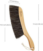 Horse Hair Brush Hand Broom Dusting Brush for Home Cleaning, Wood Handle Soft Brush Duster for Counter Furniture, Bed, Bench Fireplace,Car, Shop Brush Cleaning 14" Long