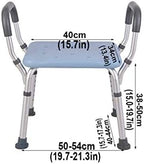 Heavy Duty Shower Stool Seat with Armrest Alumibath Seat Bench 38-50Cm Height Adjustable Bathroom Stool Chair Elderly Ergonomic Aid for Disabled Mobility - 150Kg/Gray