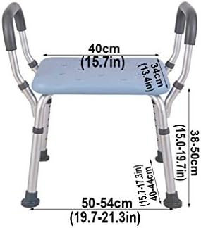 Heavy Duty Shower Stool Seat with Armrest Alumibath Seat Bench 38-50Cm Height Adjustable Bathroom Stool Chair Elderly Ergonomic Aid for Disabled Mobility - 150Kg/Gray