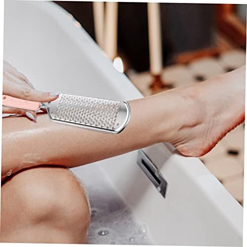Housoutil 3pcs Stainless Steel Foot File for Callus Removal Pedicure Tool for Exfoliating Dead Skin Hanging Design for Easy Storage Safe and Painless Foot Scrubber Light
