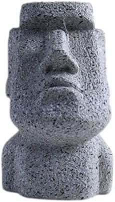 Eyeglasses Holder Stand - Easter Island Moai Statue Design, Resin Glasses Display for Desk, Sunglasses Organizer, Unique Home Office Decor, Gift Idea for Eyewear Lovers (Rock Grey)