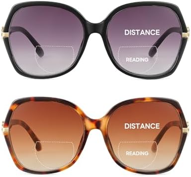 JM Bifocal Reading Sunglasses for Women, Fashion Oversized Sun Readers UV400 Protection Spring Hinges