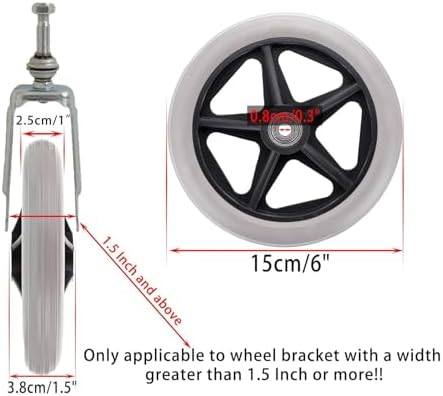 Wheelchair Front Wheels, 176mm/7'' Walk Chair Anti Slip Replacement Casters Rollers No Noise Mechanical Components Wheel Wheelchairs Rollators Walkers Accessories Caster Solid Rollator Universal