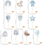 40 PCS Baby Boy Cupcake Toppers Baby Shower Decorations for Boys Rainbow Balloon Star Moon Bear It's a Boy Cupcake Picks for Baby Shower Kids Boys Birthday Party Cake Decorations Supplies Blue