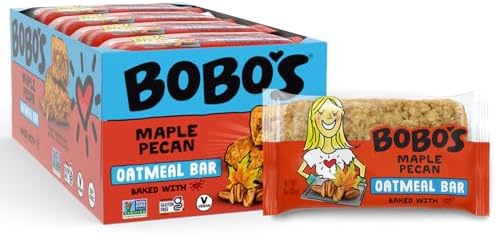 BOBO's Maple Pecan Oat Bars, Simple Ingredients, Whole Grain Oats, Plant Based, Gluten Free Breakfast Bars, Non-GMO, Healthy Snacks for Adults & Kids (12 Bars)