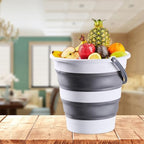 10L /2.6 Gal Large Collapsible Bucket with Handle - Portable Silicone Mop Bucket for Cleaning, Camping, Car Washing - Space-Saving for Outdoor, Fishing, Household – Pair of Silicone Gloves for Free