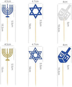 60 Pcs Hanukkah Cupcake Toppers Cake Decorations