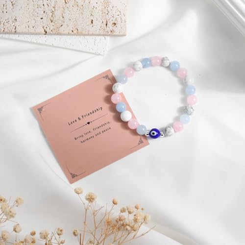 Empath Protection Happy Beads Natural Stone Healing Crystal Evil Eye Bracelet Jewelry Gifts For Women