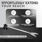 Suction Cup Grabber Reacher 32"" - Elderly Grab It Reaching Pickup Tool Heavy Duty for Seniors - Trash, Sticks, Litter Picker Upper - Extra Long Reach Handle & Handy Extension Arm Claw (2), Grey