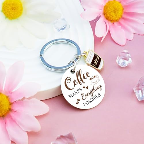 Coffee Lover Gifts for Women Men Coffee Keychain Accessories Barista Gifts for Women Barista Accessories Funny Keychains for Coworker Friend Birthday Gift Ideas