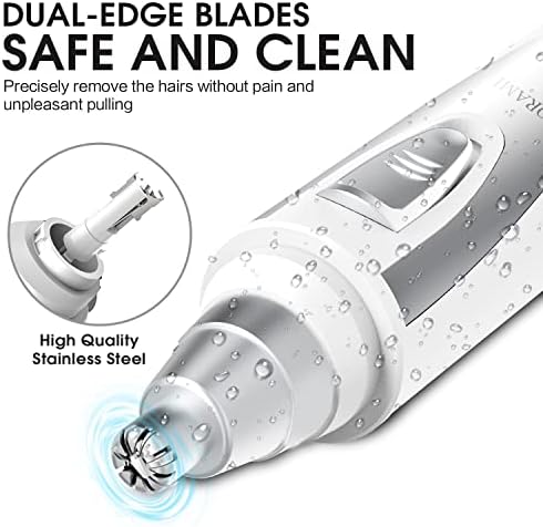 Ear and Nose Hair Trimmer Clipper - 2026 Professional Painless Eyebrow & Facial Hair Trimmer for Men Women,Battery-Operated Trimmer with IPX7 Waterproof,Dual Edge Blades for Easy Cleansing White