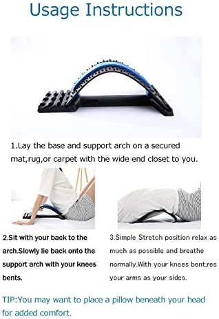 Magic Back Support Back Stretching Device,Back Massager for Bed & Chair & Car,Multi-Level Lumbar Support Stretcher Spinal, Lower and Upper Muscle Pain Relief(Black/Blue)